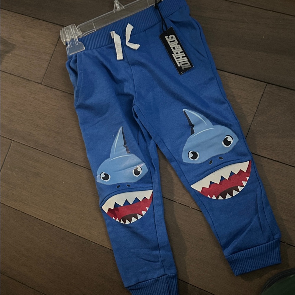 Blue Shark Print Kids Joggers